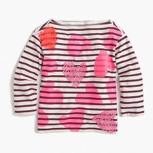 Crewcuts striped tossed hearts 3/4 sleeve shirt
